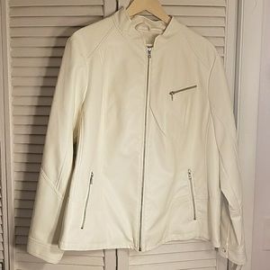 Faux White Leather Jacket